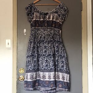 Blue india cotton block print dress